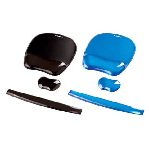 Tappetino mouse con poggiapolsi FELLOWES Crystal™ Gel blu trasparente 20,2 x 23,5 x 2,5 cm - 9114120